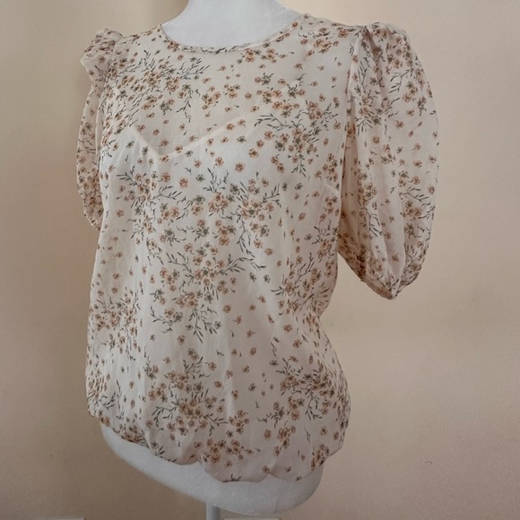 Cami NYC Rhela Cream Floral Puff Sleeve Blouse - Picture 2 of 8